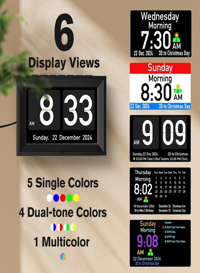 GOLOZA 7'' Digital Dementia Clock, Talking Clock with 10 Volumes, 6 Display with 10 Color Modes, Auto Dimmable, Alarms & Birthday & Holiday Reminders, 3 Pill Reminders Clocks for Seniors - Image 4